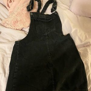 Black denim overall dress